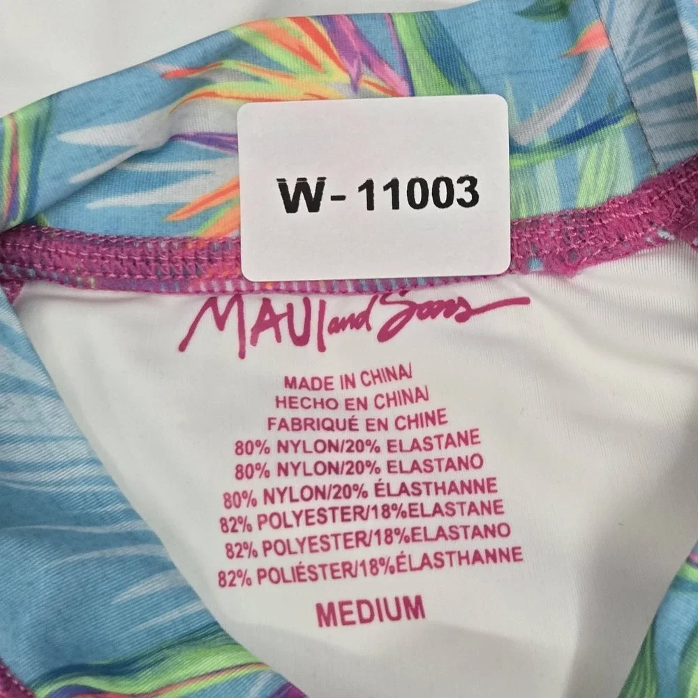 MAUI And Sons Girls Swimwear M (7-9) White Nylon Polyester Rashguard Floral NWT